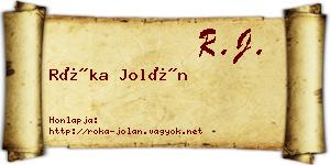 Róka Jolán névjegykártya